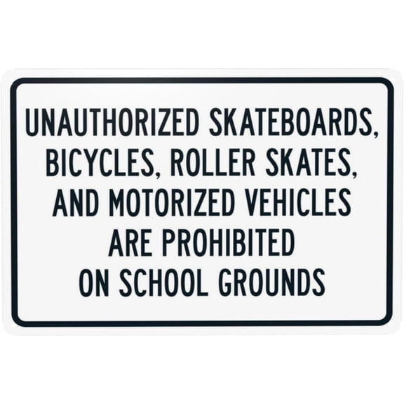 Warning Unauthorized Skateboards Bicycles Roller Skates and Motorized Vehicles Prohibited Metal Sign 8"x12", Security Safety Caution Decor, For Business Office Home Facility Restriction