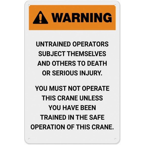 Warning Untrained Operators Subject Themselves And Others To Injury Aluminum Sign 8"x12" - UV Ink Printed Outdoor Sign for House Business, Operator Safety Sign