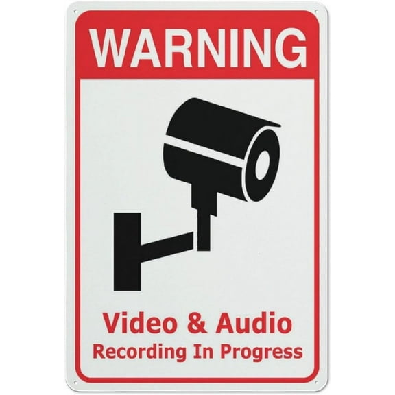 Warning Video & Audio Recording In Progress Sign For House 8"x12" Yard Sign, Premium Aluminum, Sun-Proof, Rust-Free
