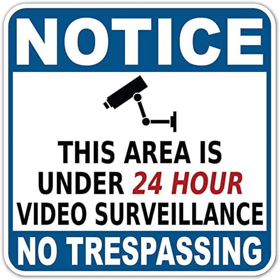 Warning Video Audio Surveillance | No Trespassing Protected 24 HR Cameras Private Property CCTV Stickers/Signs (6" x 6" Sticker, Notice 24 Hr Video Surveillance)