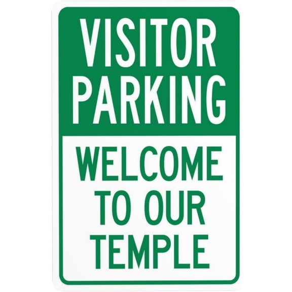 Warning Visitor Parking Welcome to Our Temple Metal Sign 8"x12", Security Safety Vintage Caution Decor, For Business Office Home Street Road Indoor Outdoor Parking