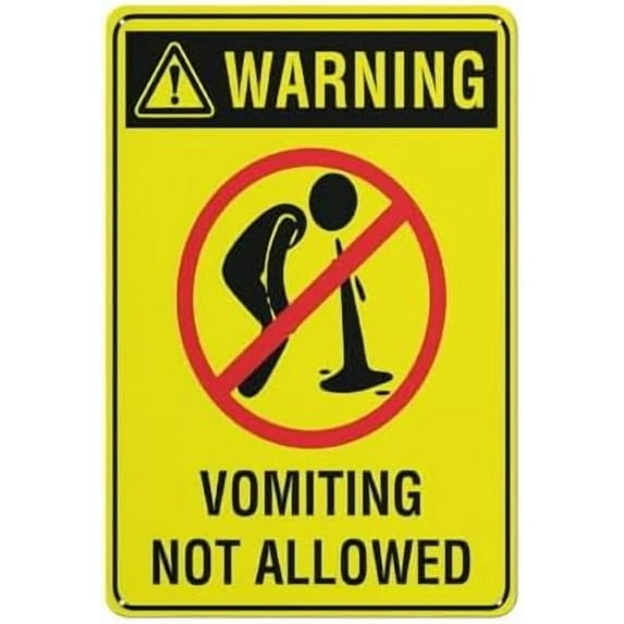 Warning Vomiting Not Allowed Sign Warning Tin Sign Home Kitchen Farm Garden Garage Wall Decor 12X8 Inch