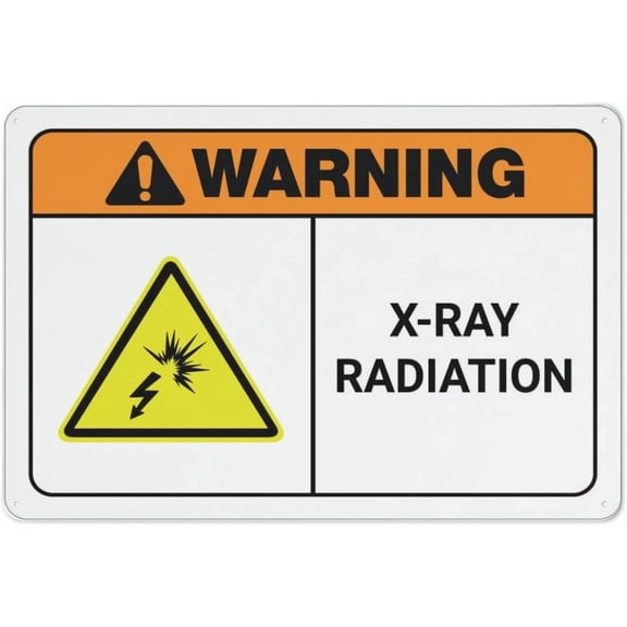 Warning X-Ray Radiation Aluminum Metal Tin Sign 8"x12" - Safety Restriction Alert Warning Plate, X-Ray Radiation Warning Sign