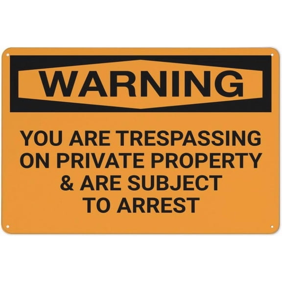 Warning You Are Trespassing On Private Property And Are Subject To Arrest Sign Outdoor, Uv Printed Rust Free Aluminum 12 X 8 In,Yard Sign For Home, Business, Driveway Alert