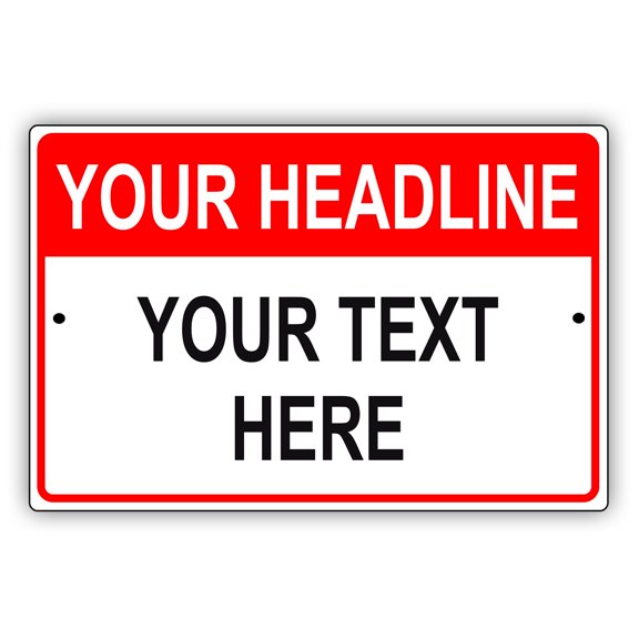 Warning Your Text Image Here Novelty Display Outdoor Indoor Unique Aluminum Metal Sign 8"x12"