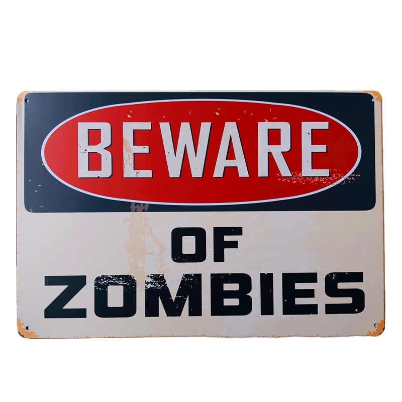 Warning Zombie Genius Tin Metal Signs Plaque Bar Vintage Garage Wall Decor Art Poster Plaque Bar Pub Club Home Decor