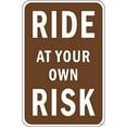 thumbnail image 1 of Warning plaque Metal Tin Rustic Post Ride At Your Own Risk Metal For Wall Art 8x12 Inch Office Signs Outdoor & Indoor Sign, 1 of 4