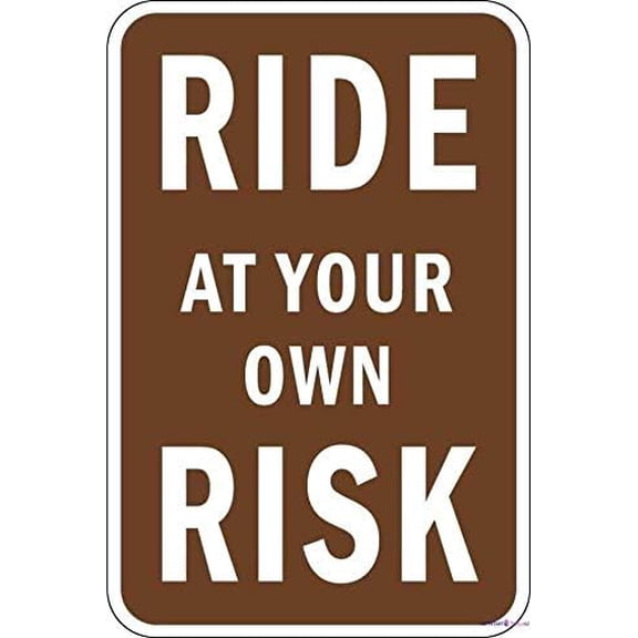 Warning plaque Metal Tin Rustic Post Ride At Your Own Risk Metal For Wall Art 8x12 Inch Office Signs Outdoor & Indoor Sign