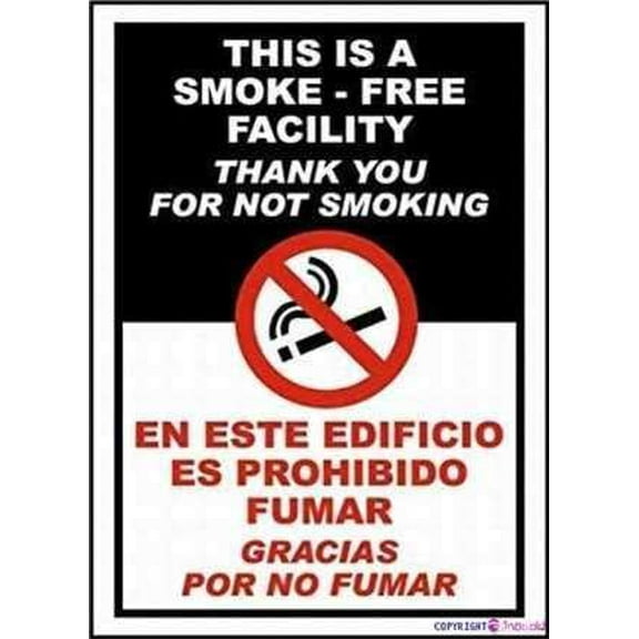 Warning plaque Tin Wall Art 12''x16'' Bilingual Smoke-free Facility For Property Metal Office Signs
