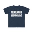 thumbnail image 1 of Warning prone to Shenanigans Unisex T-shirt S-3XL St Patrick's Day, 1 of 2