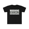 thumbnail image 1 of Warning prone to Shenanigans Unisex T-shirt S-3XL St Patrick's Day, 1 of 2