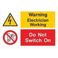 thumbnail image 1 of Warnings Electrician Working Do Not Switch On At Work Sign - 8"x12" Rust-Free Aluminum Sign, 1 of 6