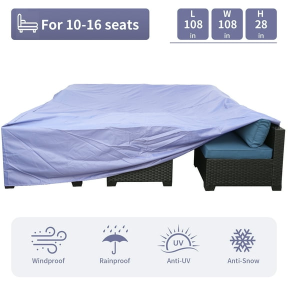 Waroom Patio Furniture Covers Waterproof Outdoor Furniture Covers for Patio Sofa Set, Blue(108 x 108 x 28inch)
