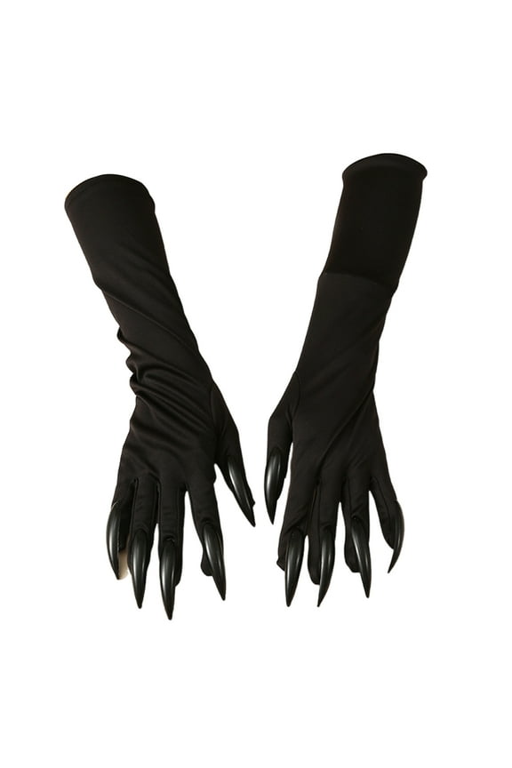 1 Pair Halloween Ghost Claw Gloves Cat Paw Long Nails Full Fingers Terrifying One Size Unisex Cosplay Stage Performance Gloves