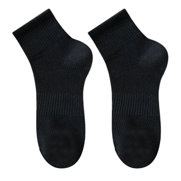 Waroomhouse 1 Pair Men Cotton Socks Mid-tube No Odor Thin Mesh Solid Color High Elasticity Anti-slip Sweat-absorption Anti-shrink Sports Four Season Socks