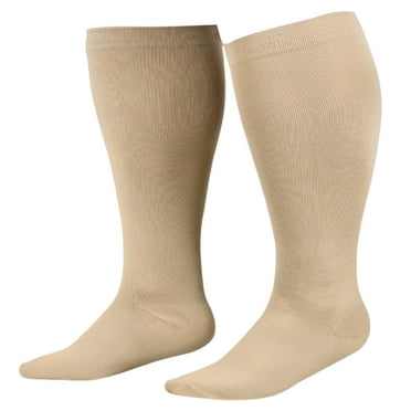 Waroomhouse 1 Pair Sport Sock Great Compression High Elasticity Plus Size Mid-tube Breathable Soft Anti-slip Solid Color Running Hiking Obesity Stockings