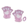 thumbnail image 1 of Waroomhouse 1 Pair Women Winter Gloves Half-finger Cat Paw Shape Thick Plush Elastic Warm Heat Retention Non-slip Windproof Wrist Protection Cycling Riding Mittens, 1 of 8