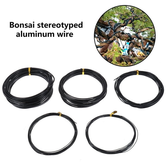 Waroomhouse 1 Roll 5m Bonsai Wire Bendable Reusable Rustproof Flexible Convenient Storage Plant Shape 6 Sizes Bonsai Branch Training Black Wire for Balcony