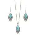 thumbnail image 1 of Waroomhouse 2Pcs/Set Ethnic Style Faux Turquoise Necklace Earrings Set Women Shining Rhinestones Inlaid Pendant Necklace Hook Earrings Jewelry Set, 1 of 8