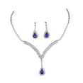 thumbnail image 1 of Waroomhouse 2Pcs/Set Jewelry Set Water Drop Design Shiny Rhinestones Necklace Dangle Earrings Set Luxurious Sparkling Necklace Earrings Set, 1 of 8