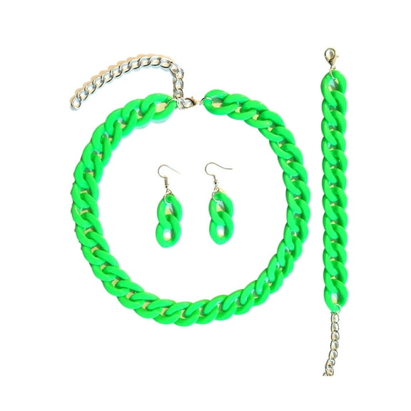 Waroomhouse 3Pcs/set Fashion Jewelry Set Women Resin Thick Twist Chain Necklace Bracelet Hook Earrings Set Punk Jewelry Accessories
