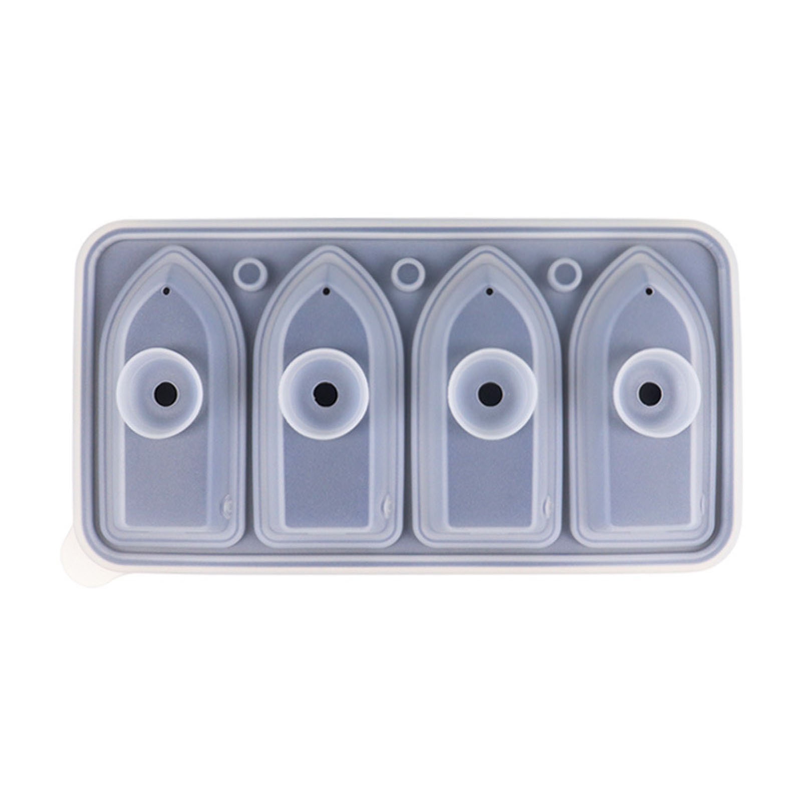 Waroomhouse 4 Cavities Fice Cube Tray Silicone Ice Tray with Funnel Lid ...
