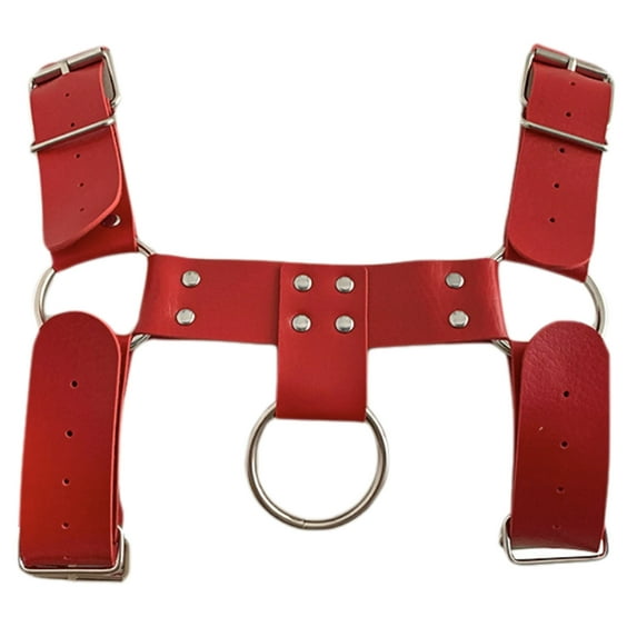 Waroomhouse Adjustable Faux Leather Harness Women Body Harness Adjustable Faux Leather Body Harness with Rivet Decor Men's Women's Back Strap for Clothing