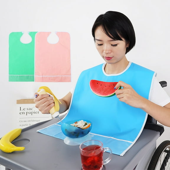 Waroomhouse Adult Bibs Waterproof Oil-resistant PVC Elderly Patients Reusable Saliva Towel for Dining