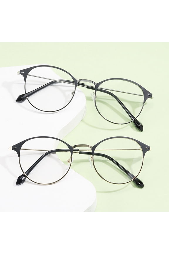 Anti Blue Light Glasses Photochromic Auto Color Changing Metal Half Frame Ultra Light Anti Eyestrain Anti-UV Dual-Use Non-prescription Computer Eyeglasses for Daily Life
