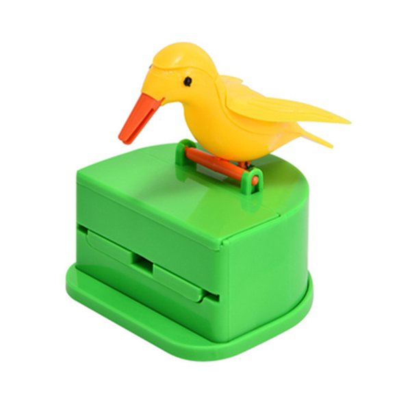 Waroomhouse Automatic Toothpick Dispenser Woodpecker Toothpick Dispenser Smooth Edge Burr-free Cute Little Bird Push-type Automatic Toothpick Holder Decor