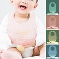 thumbnail image 1 of Waroomhouse Baby Saliva Pocket Tear-resistant Anti-slip Heat Resistance Adjustable Waterproof Silica Gel Saliva Towel Drooling Baby Bib for Feeding, 1 of 8