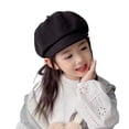thumbnail image 1 of Waroomhouse Children Beret Short Brim Vintage Solid Color Newsboy Cap Warm Autumn Winter Cap Girls Octagonal Cap Daily Outdoor Activities Headwear, 1 of 8