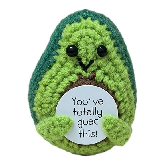 Waroomhouse Crochet Avocado Handmade Avocado Plush Toy Crocheted Avocado with Base Handmade Fruit for Emotional Support Stress Relief Positive Life for Kids