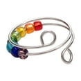 thumbnail image 1 of Waroomhouse Durable Metal Ring Rotatable Colorful Beads Ring Stress Anxiety Relief Open Adjustable Men Women Finger Ring Fashion Jewelry Accessories Christmas New, 1 of 8