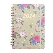 Waroomhouse Exquisite Workmanship Planner Floral Print Monthly Weekly 2024 Notebook Stay Organized Stylish with This Beautifully Designed Its Coil Design