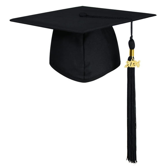 Waroomhouse Eye-catching Graduation Hat Adult Graduation Hat with Tassel Solid Color Non-fading High School Bachelor Cosplay Prop