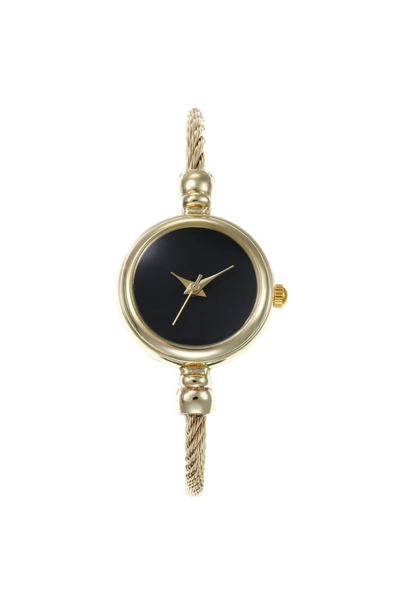 Fashion Women No Scale Round Dial Alloy Wire Band Bangle Quartz Wrist Watch