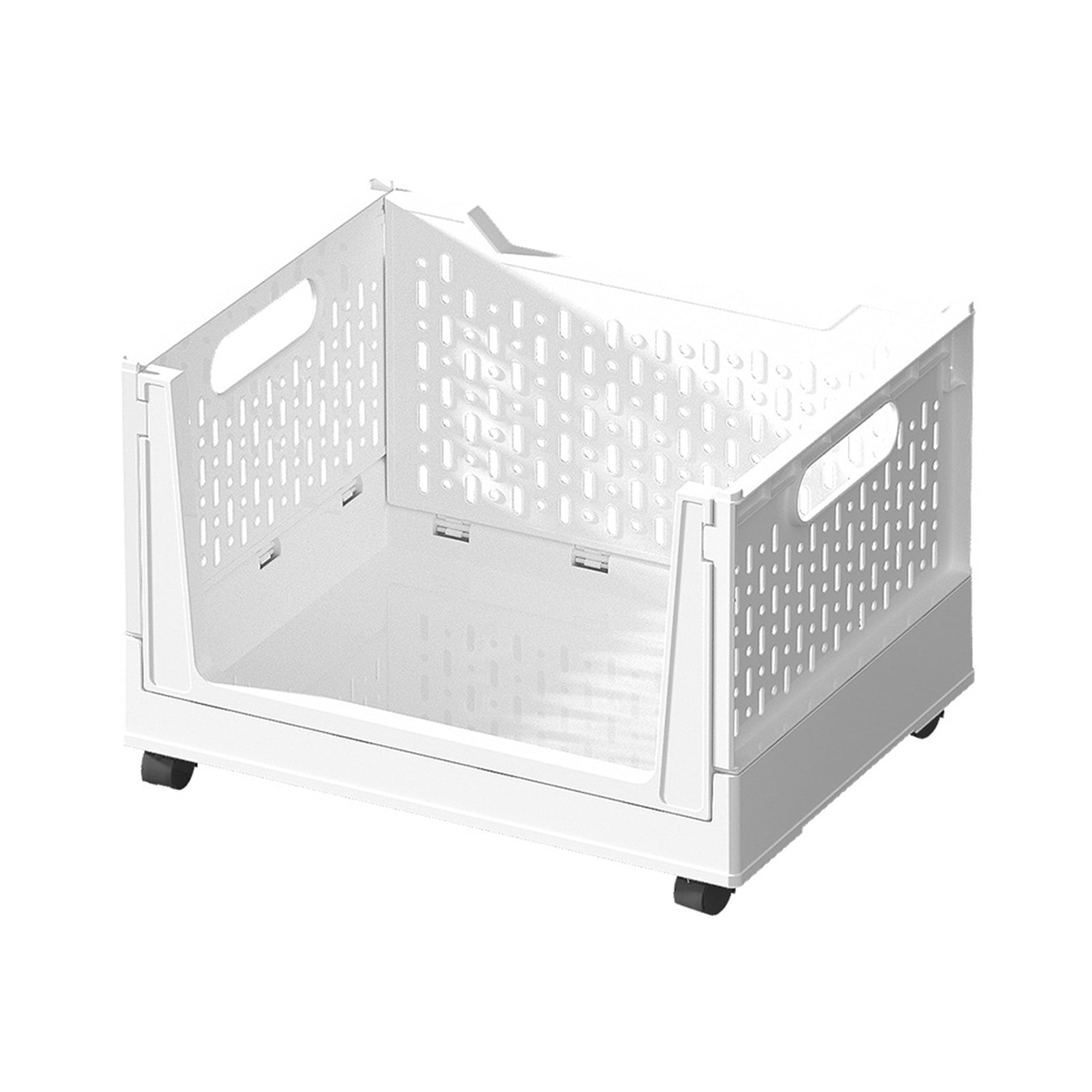 Waroomhouse Foldable Storage Basket with Wheels Simple Elegant Storage