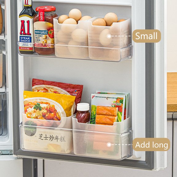 Waroomhouse Fridge Organizer Large Capacity Transparent PP Material Refrigerator Side Door Storage Box for Home