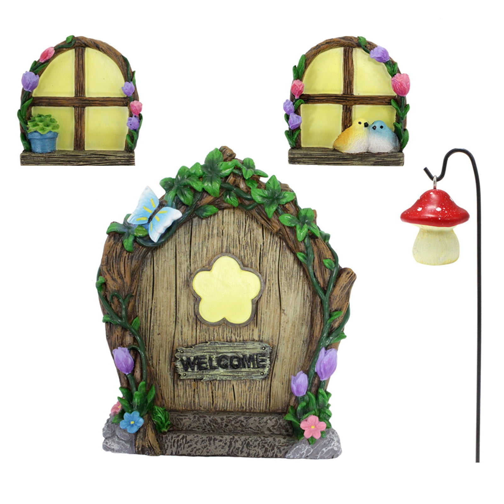 DUJIA Miniature Fairy Door Home Creative Yard Art Mini Arch Window Door