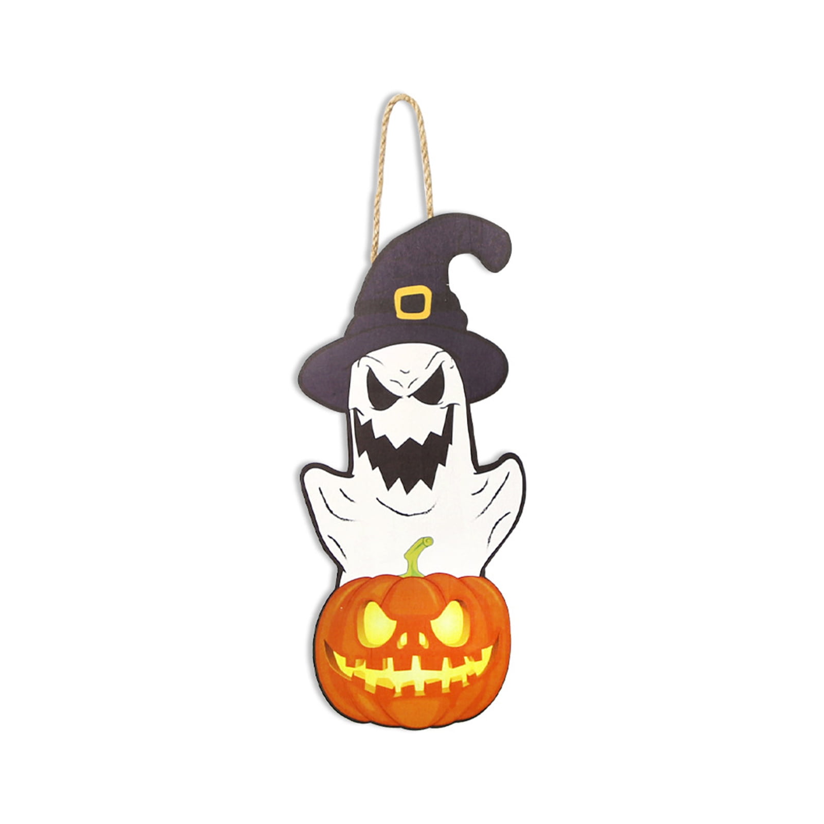 Waroomhouse Halloween Front Door Decor Halloween Door Sign Cartoon Ghost Bat Pumpkin Skull