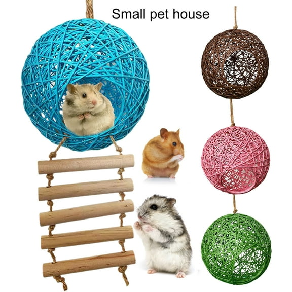 Waroomhouse Hamster Nest Comfortable Breathable Squirrel Parrot Hamster Sleeping Bed Rattan Hammock for Pet Cage