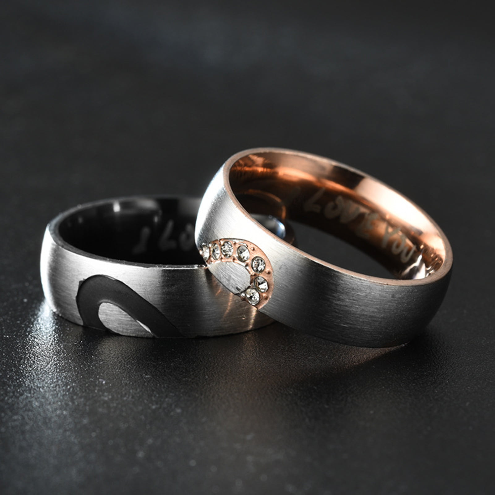 Adjustable Initial Letter Couple Rings Multicolor Zircon Gold Color Letters  Ring Finger For Women Men Elegant