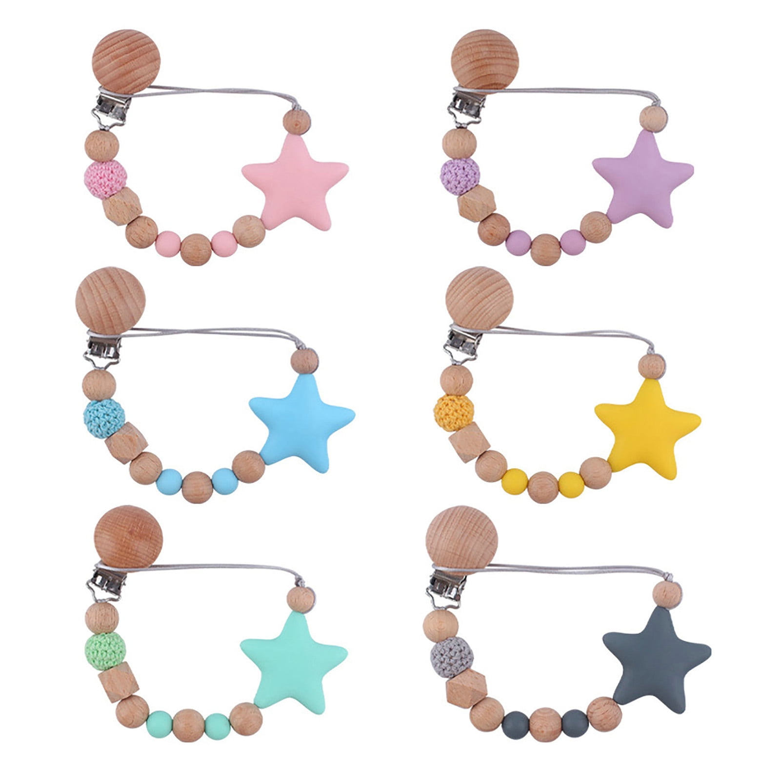Waroomhouse Infant Pacifier Clip Cartoon Stars Anti-falling Bite ...