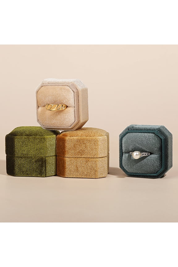 Jewelry Box Easy to Carry Minimalistic Delicate Hands Feeling Thick Texture Wear-resistant Keep Tidy Octagonal Corduroy Stud Earring Jewelry Accessories Gift Case for Home