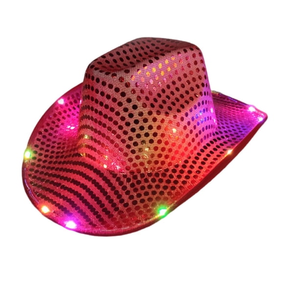 Waroomhouse LED Light-Up Cowboy Hat Retro Western Style Luminous 9 Color Available Christmas Party Nightclubs Performance Photo Prop Cap