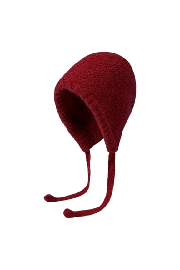 Ladies Hat Auutmn Winter Beanie Warm Japanese Knit Hat Pile Cap Windproof Thick Ear Protection Tie Pullover Gorro Bonnet