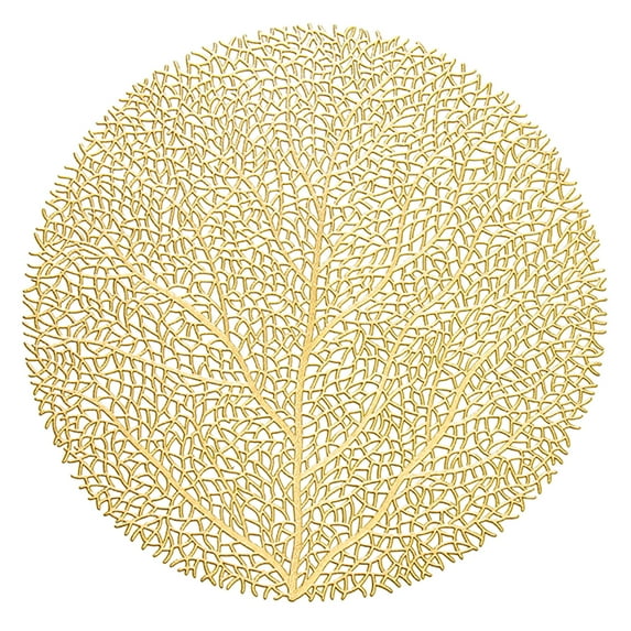 Waroomhouse Non-Slip Wipeable Round Table Mat - Coral Tree Pattern Placemat Heat Resistant Hollow Table Coaster Bowl Pad Home Christmas Decor