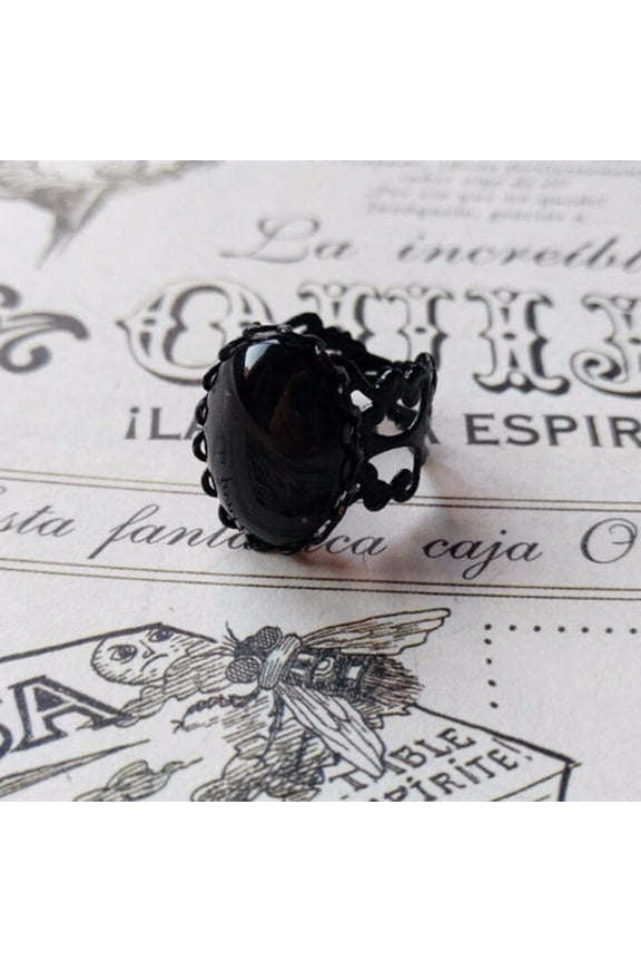 Open Ring Personality Geometric Adjustable Open Design Charming Decoration Long Lasting Vintage Gothic Red Faux Crystal Ring Jewelry Accessories