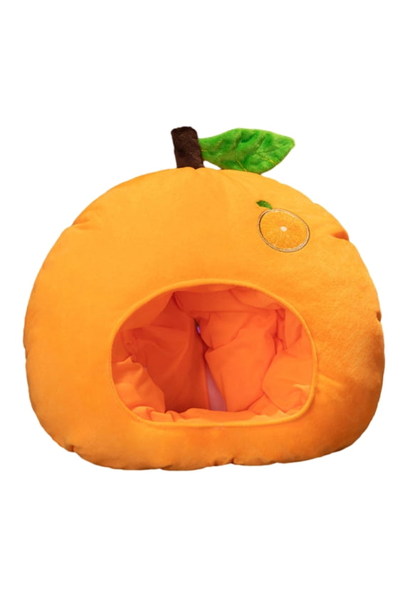 Orange Plush Hat Soft Plush Headgear Orange Fruit Plush Hat Cute Comfortable Elastic Headgear for Winter Cosplay Parties Photo Props